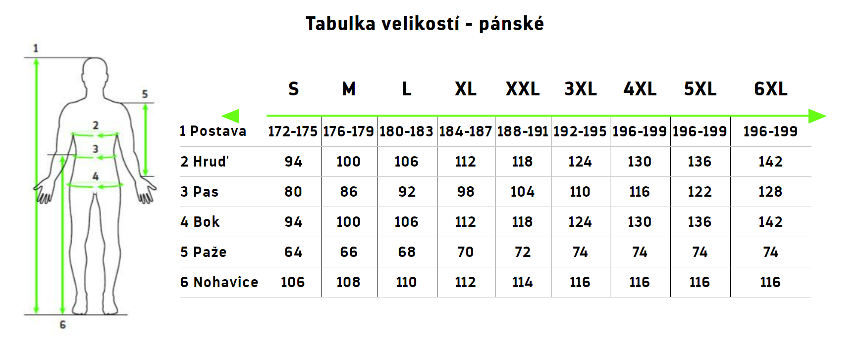 SILVINI velikostní tabulka muži